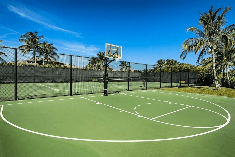 Basketball court Outdoor basketball court with tennis lines