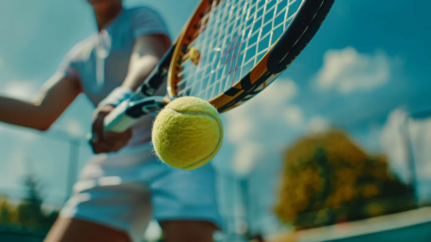 View Tennis Racket Hitting Ball Tennis racket hitting a ball